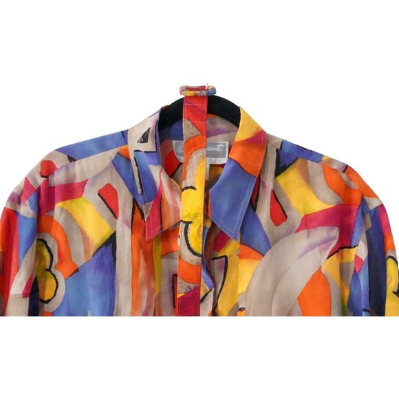 Vintage Silk Dress Abstract Pattern by Pat Argenti Collection Size 12 Pockets Si - Picture 4 of 10